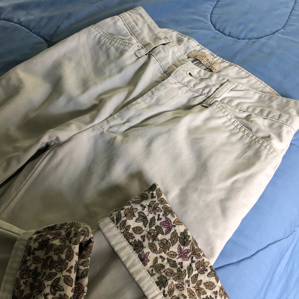 Natural Reflections Light Beige Flannel-Lined Jeans.